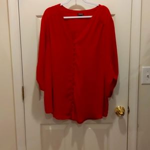 Torrid red button up top